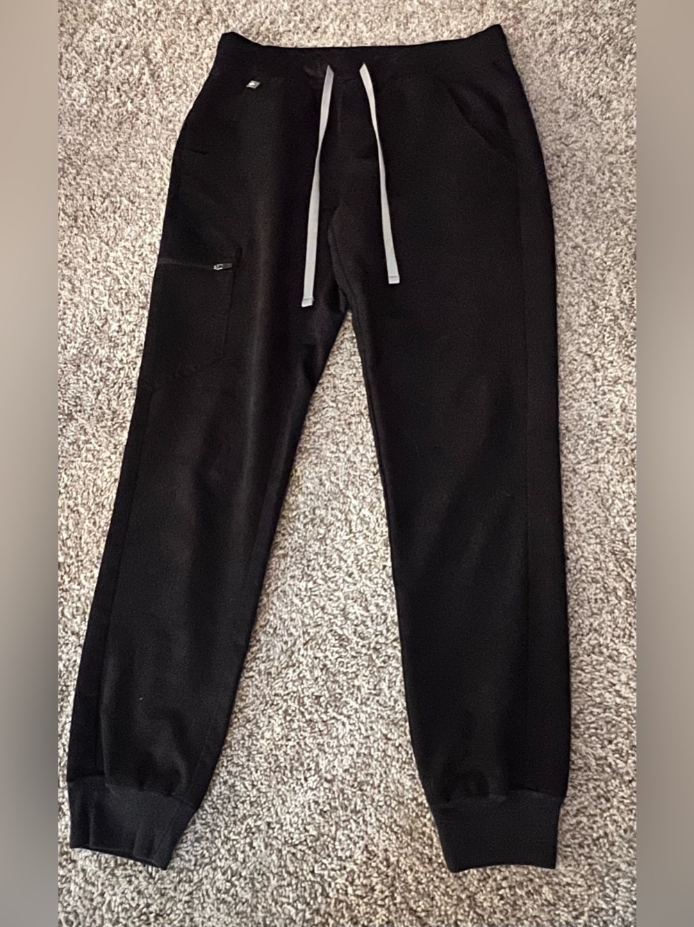 FIGS Black Joggers with Gray Drawstring